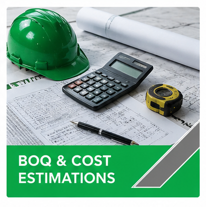 Construction BOQ and cost estimation with building plans and calculator