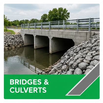 Bridge and culvert construction over a waterway