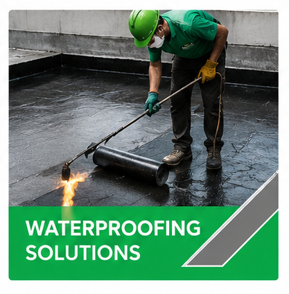 Professional waterproofing work applied to a building surface